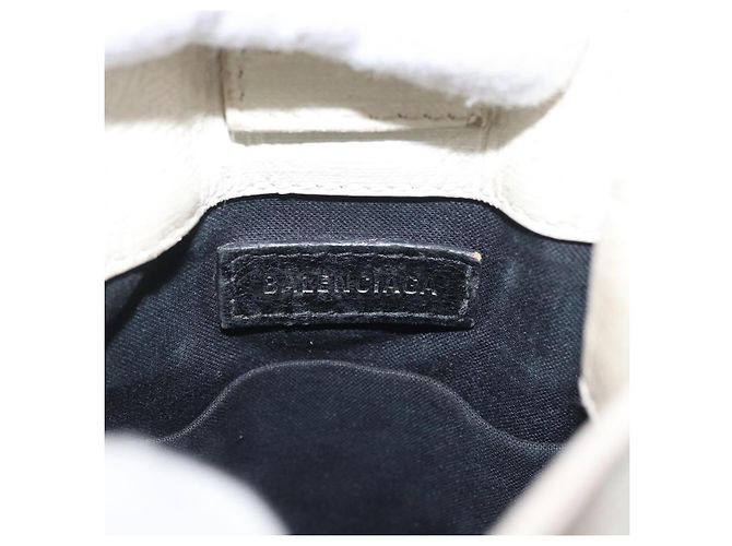 Borsa a spalla in pelle bianca BALENCIAGA con supporto per telefono, 593826 Auth hk3545 Bianco - vista 19