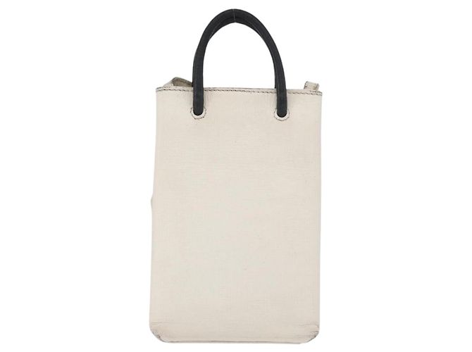 Borsa a spalla in pelle bianca BALENCIAGA con supporto per telefono, 593826 Auth hk3545 Bianco - vista 2