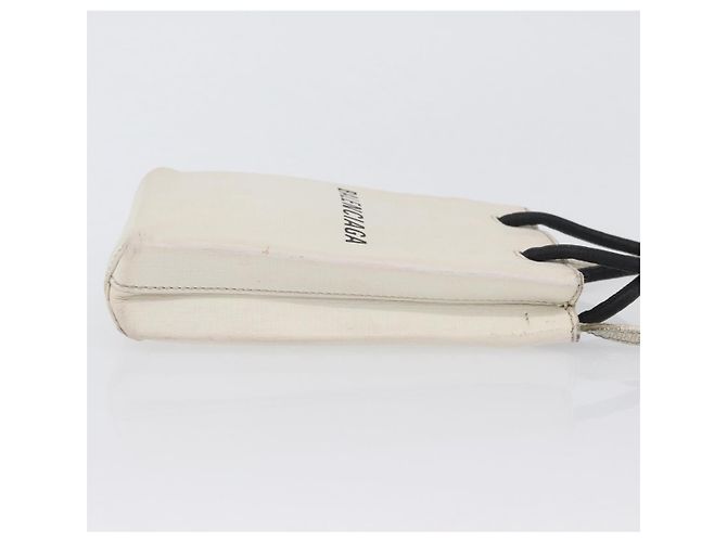 Borsa a spalla in pelle bianca BALENCIAGA con supporto per telefono, 593826 Auth hk3545 Bianco - vista 3