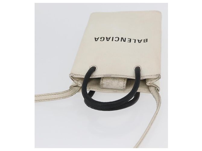 Borsa a spalla in pelle bianca BALENCIAGA con supporto per telefono, 593826 Auth hk3545 Bianco - vista 6