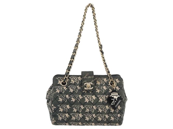 CHANEL Borsa a Spalla Matelassé in Nylon Verde Oro CC Auth ARZ394A D'oro - vista 13
