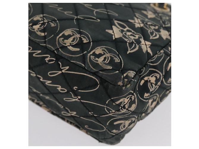 CHANEL Borsa a Spalla Matelassé in Nylon Verde Oro CC Auth ARZ394A D'oro - vista 18