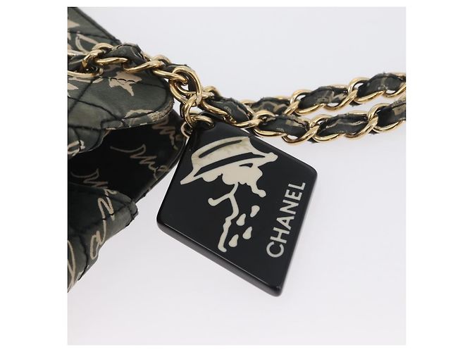CHANEL Borsa a Spalla Matelassé in Nylon Verde Oro CC Auth ARZ394A D'oro - vista 20