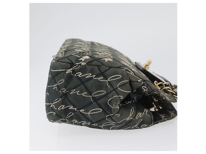 CHANEL Borsa a Spalla Matelassé in Nylon Verde Oro CC Auth ARZ394A D'oro - vista 4