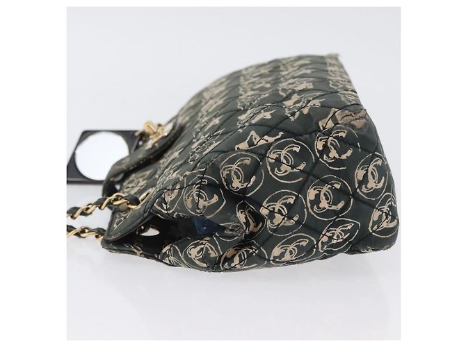 CHANEL Borsa a Spalla Matelassé in Nylon Verde Oro CC Auth ARZ394A D'oro - vista 5