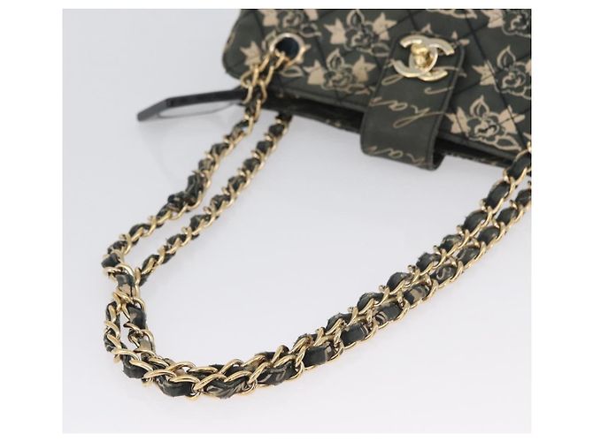 CHANEL Borsa a Spalla Matelassé in Nylon Verde Oro CC Auth ARZ394A D'oro - vista 7