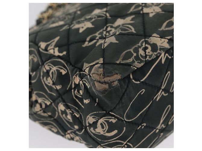 CHANEL Borsa a Spalla Matelassé in Nylon Verde Oro CC Auth ARZ394A D'oro - vista 8