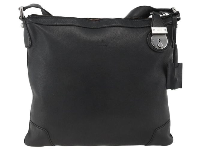 Borsa a Spalla in Pelle Nera e Argento GUCCI 148476 Auth ka2890 Nero - vista 13