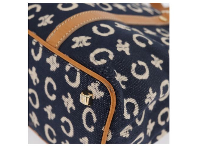 Céline Borsa a mano in tela Macadam C di CELINE, blu navy e oro, autentica BSZ358V D'oro - vista 14