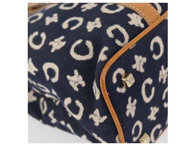 Céline Borsa a mano in tela Macadam C di CELINE, blu navy e oro, autentica BSZ358V D'oro - vista 15