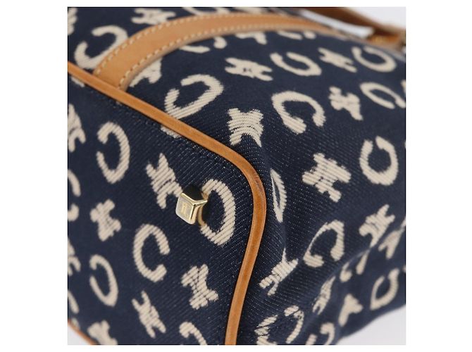 Céline Borsa a mano in tela Macadam C di CELINE, blu navy e oro, autentica BSZ358V D'oro - vista 16