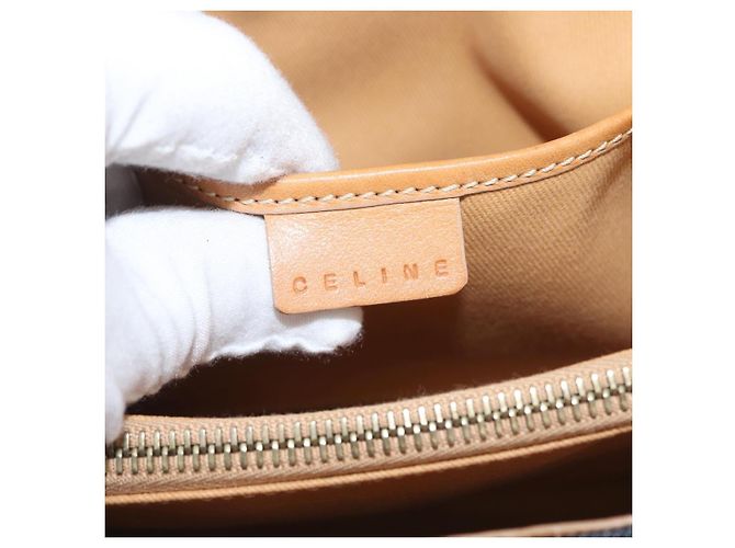 Céline Borsa a mano in tela Macadam C di CELINE, blu navy e oro, autentica BSZ358V D'oro - vista 17