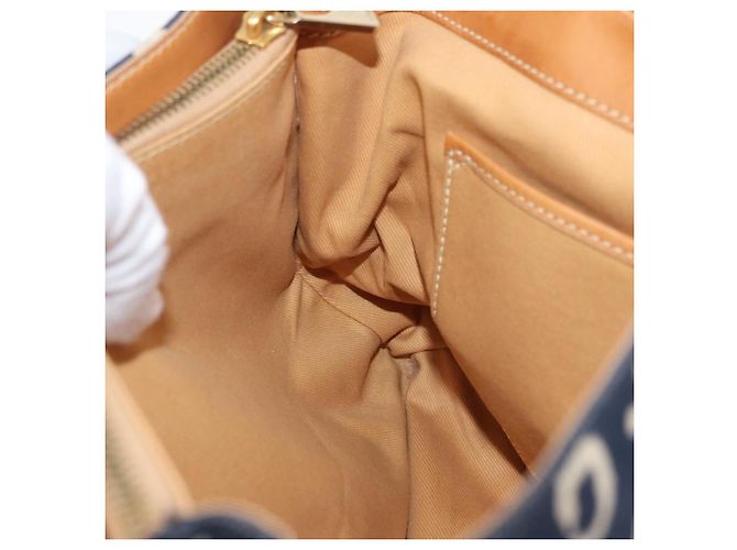 Céline Borsa a mano in tela Macadam C di CELINE, blu navy e oro, autentica BSZ358V D'oro - vista 19