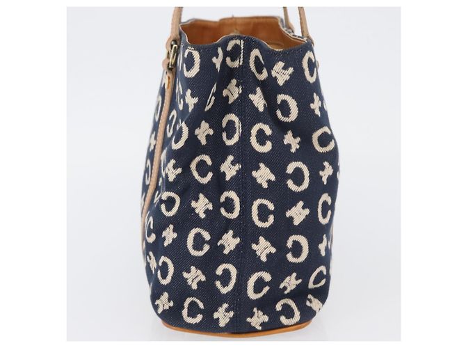 Céline Borsa a mano in tela Macadam C di CELINE, blu navy e oro, autentica BSZ358V D'oro - vista 4