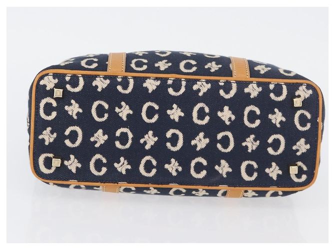 Céline Borsa a mano in tela Macadam C di CELINE, blu navy e oro, autentica BSZ358V D'oro - vista 5