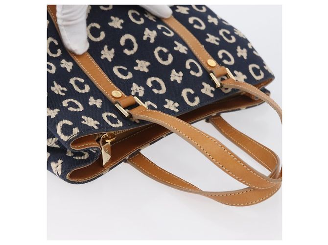 Céline Borsa a mano in tela Macadam C di CELINE, blu navy e oro, autentica BSZ358V D'oro - vista 6