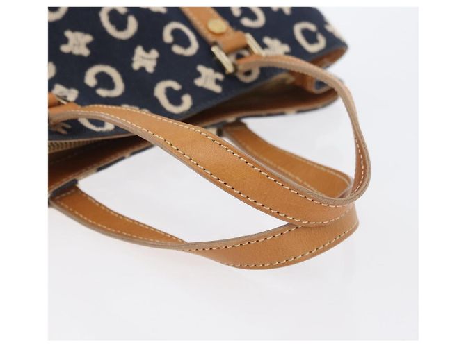 Céline Borsa a mano in tela Macadam C di CELINE, blu navy e oro, autentica BSZ358V D'oro - vista 7