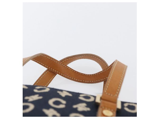 Céline Borsa a mano in tela Macadam C di CELINE, blu navy e oro, autentica BSZ358V D'oro - vista 8