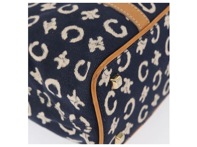 Céline Borsa a mano in tela Macadam C di CELINE, blu navy e oro, autentica BSZ358V D'oro - vista 9