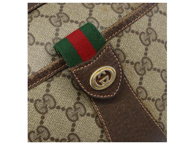 Gucci Borsa GG Supreme Web Sherry Line in PVC beige e rosso 89 02 032 Auth ka2995 - vista 18
