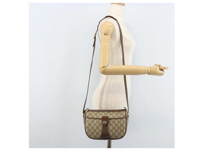Gucci Borsa GG Supreme Web Sherry Line in PVC beige e rosso 89 02 032 Auth ka2995 - vista 25