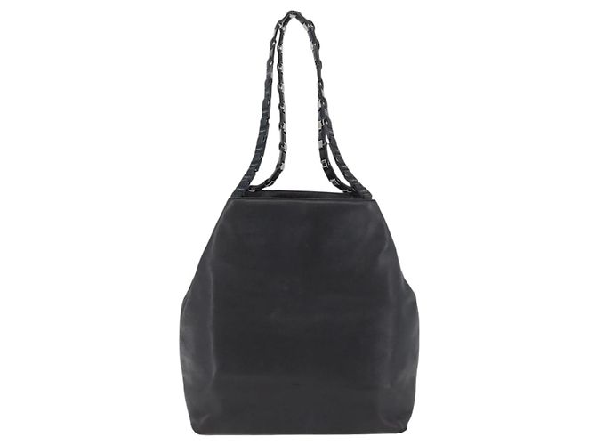 Borsa a spalla Vala Chain in pelle nera e argento di Salvatore Ferragamo Auth BA11227 Nero - vista 2
