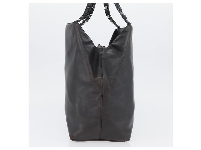 Borsa a spalla Vala Chain in pelle nera e argento di Salvatore Ferragamo Auth BA11227 Nero - vista 3