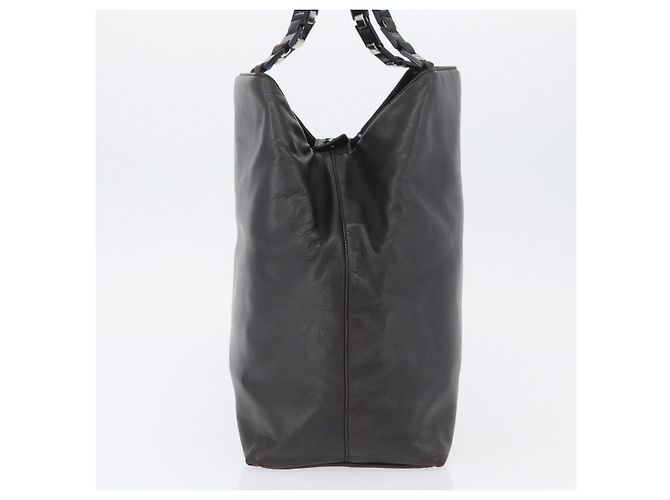 Borsa a spalla Vala Chain in pelle nera e argento di Salvatore Ferragamo Auth BA11227 Nero - vista 4