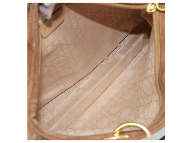 Christian Dior Borsa Lady Dior Canage in nylon marrone e oro Auth bs33840 D'oro - vista 12