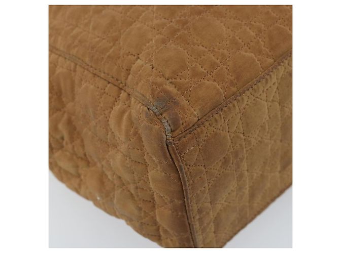Christian Dior Borsa Lady Dior Canage in nylon marrone e oro Auth bs33840 D'oro - vista 14