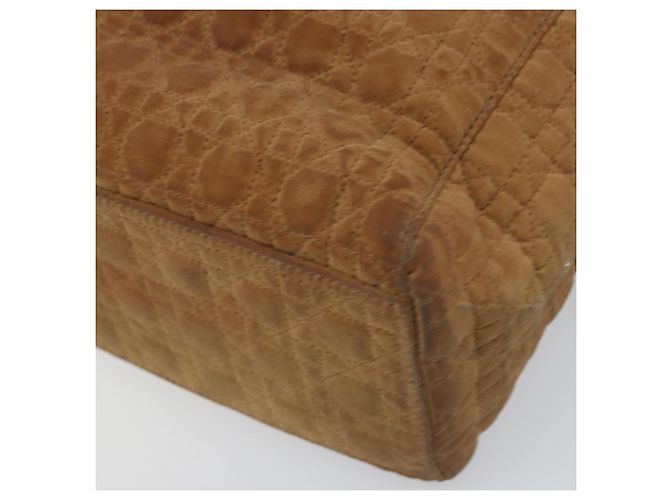 Christian Dior Borsa Lady Dior Canage in nylon marrone e oro Auth bs33840 D'oro - vista 15