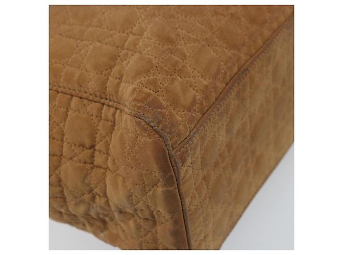 Christian Dior Borsa Lady Dior Canage in nylon marrone e oro Auth bs33840 D'oro - vista 16
