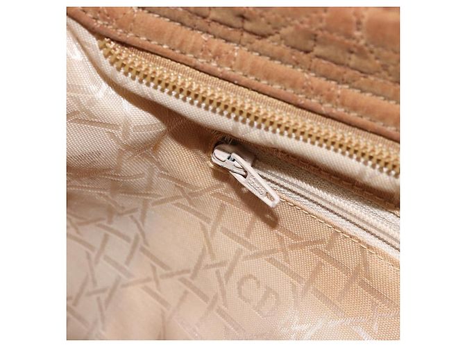 Christian Dior Borsa Lady Dior Canage in nylon marrone e oro Auth bs33840 D'oro - vista 20