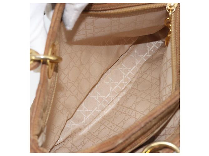 Christian Dior Borsa Lady Dior Canage in nylon marrone e oro Auth bs33840 D'oro - vista 22