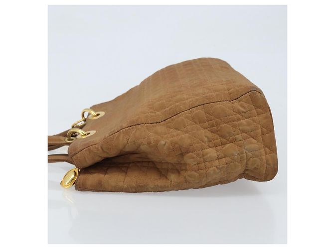 Christian Dior Borsa Lady Dior Canage in nylon marrone e oro Auth bs33840 D'oro - vista 4