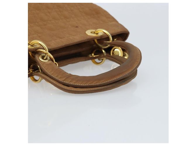 Christian Dior Borsa Lady Dior Canage in nylon marrone e oro Auth bs33840 D'oro - vista 7