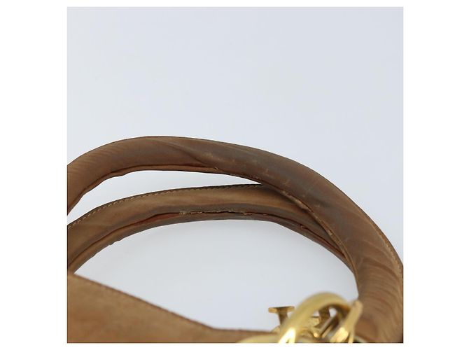 Christian Dior Borsa Lady Dior Canage in nylon marrone e oro Auth bs33840 D'oro - vista 8