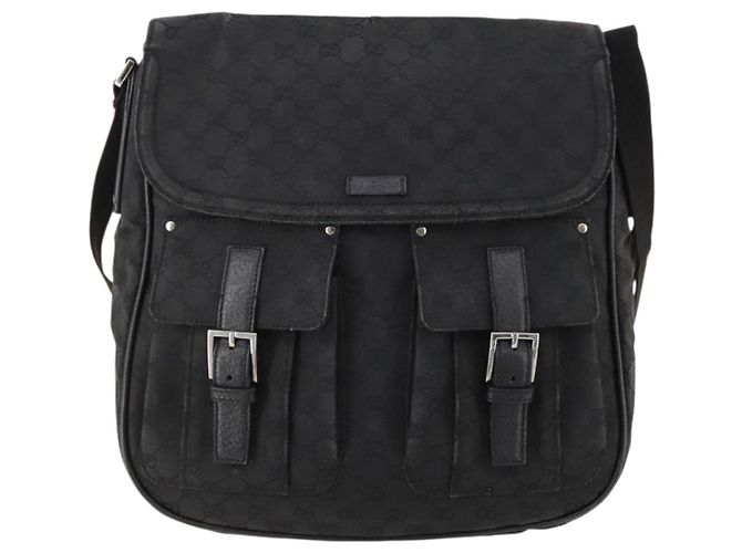Borsa a Spalla GG Canvas Gucci Nera Argento 114269 Auth 172056 Nero - vista 13