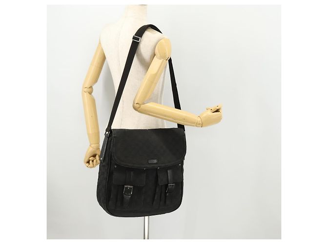 Borsa a Spalla GG Canvas Gucci Nera Argento 114269 Auth 172056 Nero - vista 25