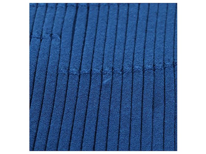 CHANEL Rippstrickkleid Cupra Blau CC Auth 158555M - Ansicht 11