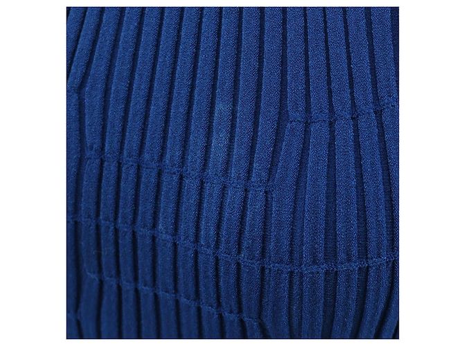 CHANEL Rippstrickkleid Cupra Blau CC Auth 158555M - Ansicht 7