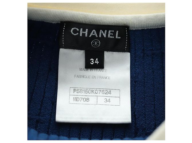 CHANEL Rippstrickkleid Cupra Blau CC Auth 158555M - Ansicht 9