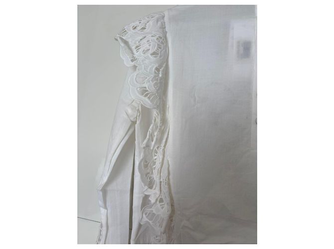 Anne Fontaine Blusa bianca in cotone con ricami e volant Bianco - vista 15