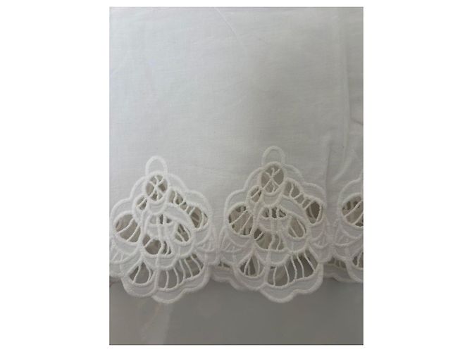 Anne Fontaine Blusa bianca in cotone con ricami e volant Bianco - vista 17