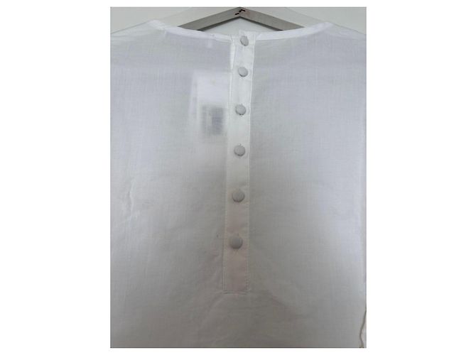 Anne Fontaine Blusa bianca in cotone con ricami e volant Bianco - vista 18