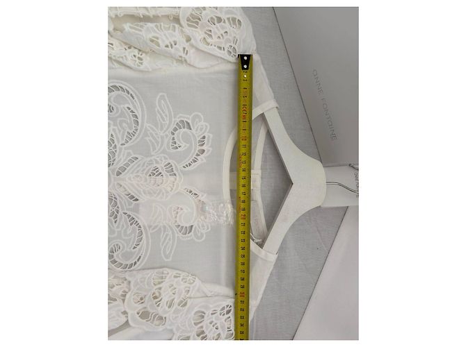 Anne Fontaine Blusa bianca in cotone con ricami e volant Bianco - vista 20