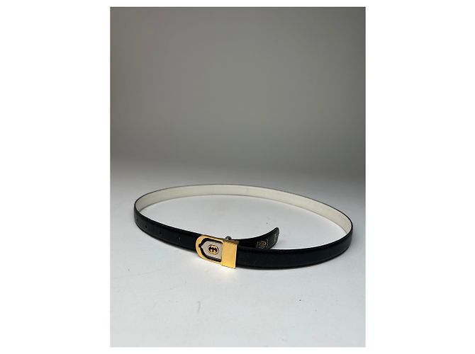 Vintage Gucci GG Ledergürtel schwarz - Ansicht 2