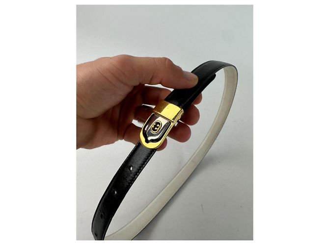 Vintage Gucci GG Ledergürtel schwarz - Ansicht 4