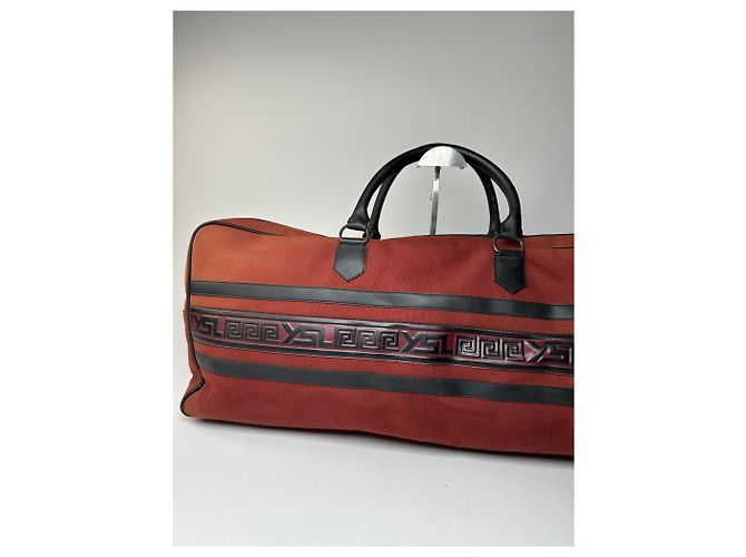 Duffle Borsa da viaggio vintage Yves Saint Laurent Rossa Nera - vista 11