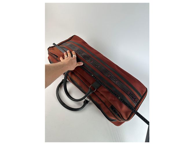 Duffle Borsa da viaggio vintage Yves Saint Laurent Rossa Nera - vista 12